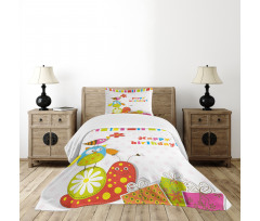 Birthday Owls Birds Bedspread Set