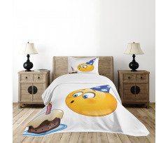 Emoji Face with Cone Bedspread Set