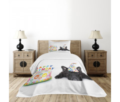 Bulldog Party Cake Bedspread Set