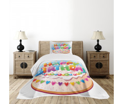 Cake Candles Hearts Bedspread Set