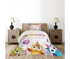 Birthday Party Owls Bedspread Set