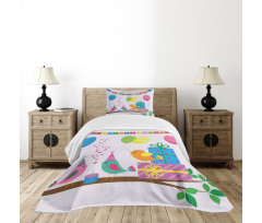 Song Birds Cones Bedspread Set