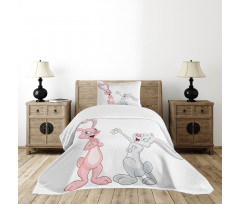 Rabbits Wedding Bedspread Set