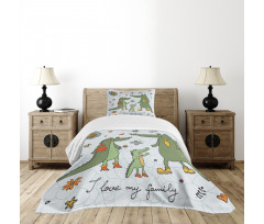 Alligator Family Cartoon Bedspread Set