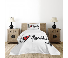 I Heart Family Pictogram Bedspread Set