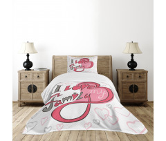 I Love Family Hearts Swirl Bedspread Set