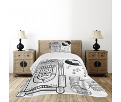 Music Box Notes Coins Bedspread Set