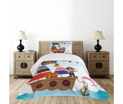 Pirate Ship Ocean Bedspread Set