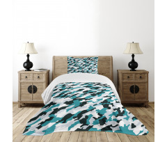 Aquatic Camouflage Tile Bedspread Set