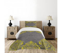 Yellow Grey Florals Bedspread Set