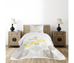 Art Deco Birds Leaves Bedspread Set