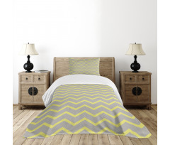 Yellow Grey Zig Zag Bedspread Set