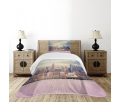 New York Usa Roof View Bedspread Set