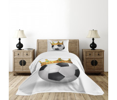 Football Soccer with Crown Bedspread Set