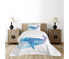 Watercolor Abstract Words Bedspread Set