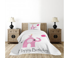Girls Party Elephant Bedspread Set