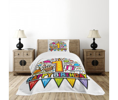 Pop Art Style Party Bedspread Set