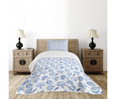 Watercolor Roses Buds Bedspread Set