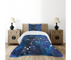 Grunge Space Theme Art Bedspread Set