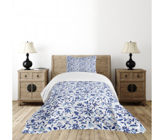 Modern Flowers Leaves Buds Bedspread Set