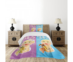 Girl Boy Dogs Bedspread Set