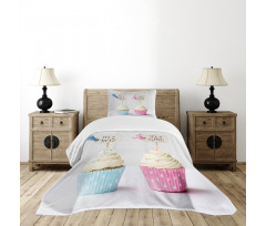 Boy Girl Cupcakes Bedspread Set