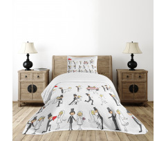 Cartoon Couple Funny Bedspread Set