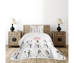 Bride Groom Cartoon Bedspread Set
