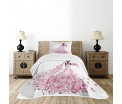 Floral Bridal Gown Bedspread Set