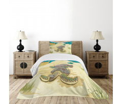 Sea Turtles Sand Boat Bedspread Set