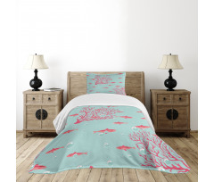 Fishes Coral Reef Aquatic Bedspread Set