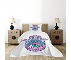 All Seeing Eye Lotus Motif Bedspread Set