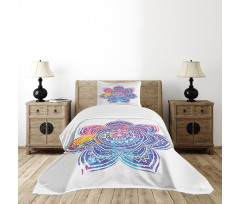 Vivid Colored Lotus Bedspread Set