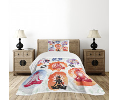 Women Meditating Lotus Bedspread Set