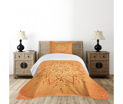 Orange Mandala Bedspread Set