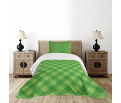 Retro Green Checkered Bedspread Set