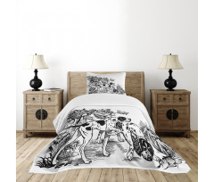Dogs in Forest Bedspread Set