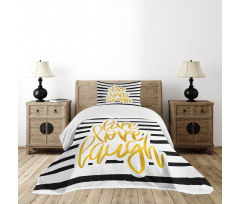 Stripes Text Bedspread Set