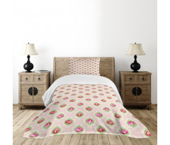 Rose Damask Old Bedspread Set