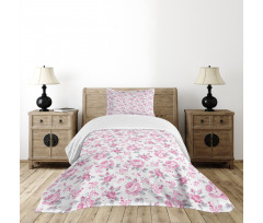 Pink Roses Spring Bedspread Set