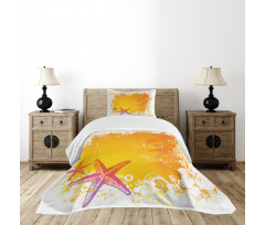 Exotic Flowers Seastars Bedspread Set