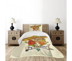 Skull in Sombrero Bedspread Set