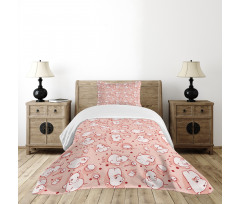 Hippo Pattern Bedspread Set