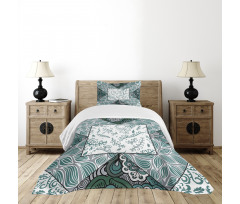 Leaves Chevron Flower Mix Bedspread Set