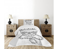 Skull Hip Hop Style Sketch Bedspread Set