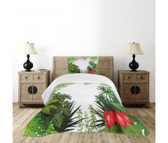 Hibiscus Anthurium Leaves Bedspread Set