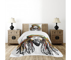 Rasta Man Sketch Portrait Bedspread Set