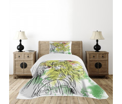 Sketchy Lion Head Digital Bedspread Set