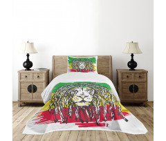 Hair Style Lion Portrait Bedspread Set