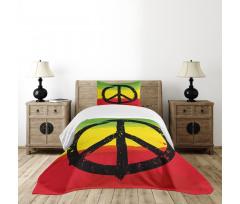 Grunge Hippie Peace Sign Bedspread Set